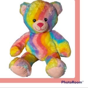 Build A Bear Workshop Tie Dye Rainbow Bear 18" Plush Stuffed Animal EUC
